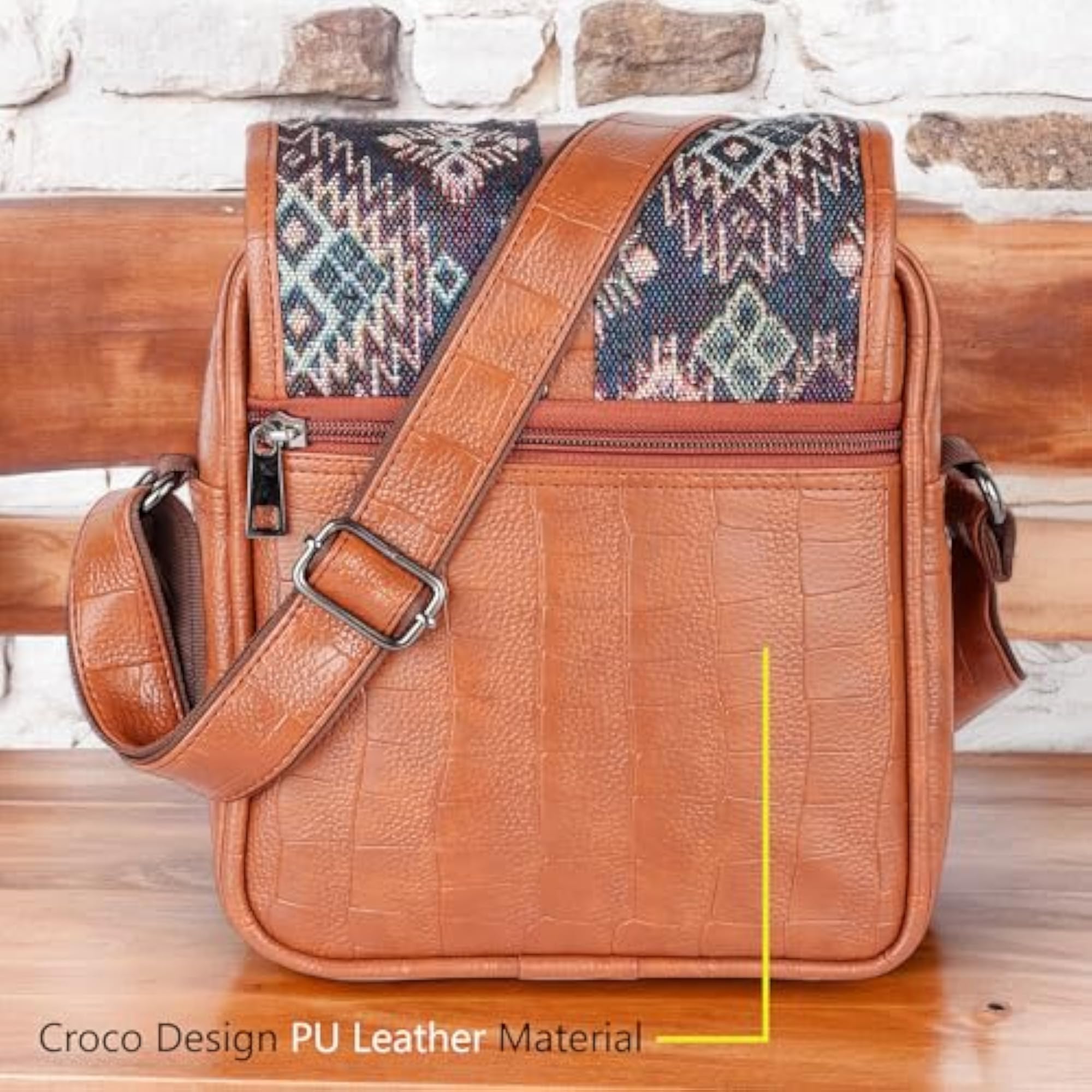 Printed Casual Crossbody PU Leather Sling Bag for Men & Women